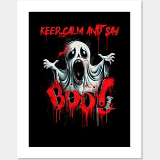 Keep calm and say Boo - black Posters and Art